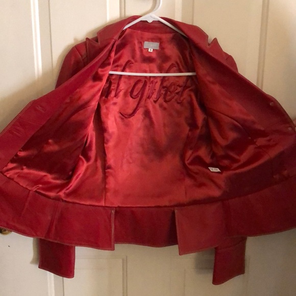 il gilet red leather jacket blazer coat - Picture 2 of 4